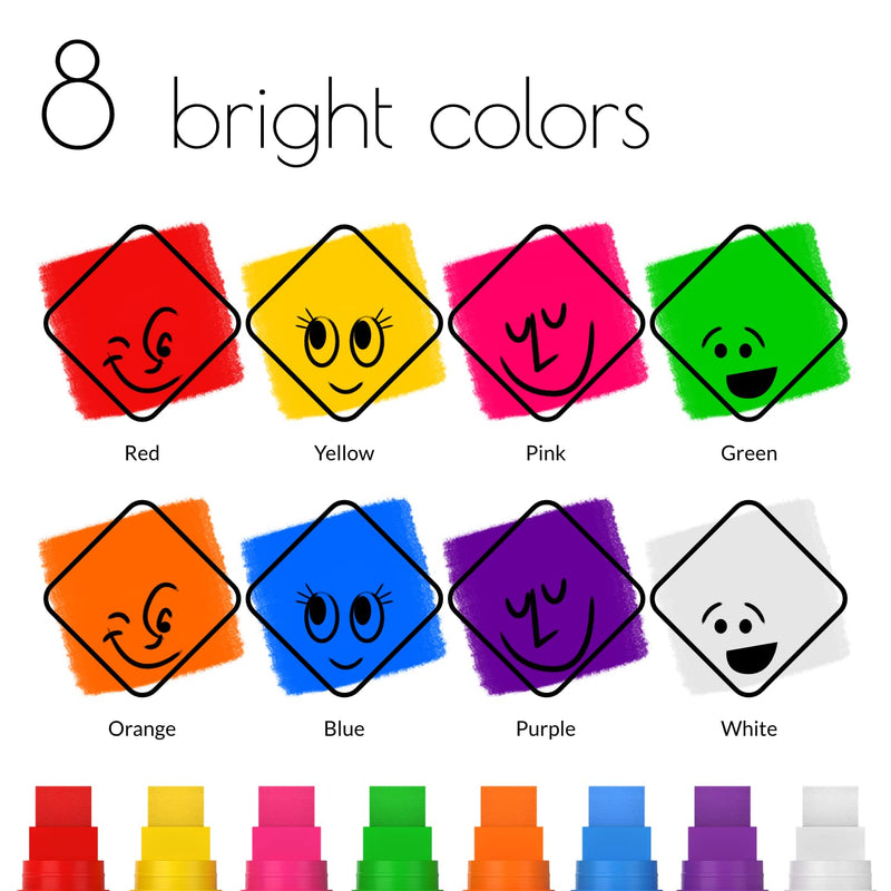 Funcils 8 Washable Window Markers For Cars - 15mm Jumbo Neon Paint Chalk Markers for Glass, Chalkboard, Blackboard, Bistro, Auto, Menu Board - Chalk Pens Loved by Teachers, Kids, Artists, Businesses - NewNest Australia
