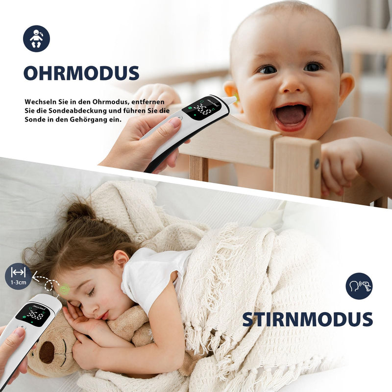 Mommed Fever Thermometer, Ear And Forehead With Age Selection Setting, Fever Thermometer, Contactless For Baby, Children, Adults, Infrared Fever Thermometer, Forehead With Fever Alarm And Memory - NewNest Australia
