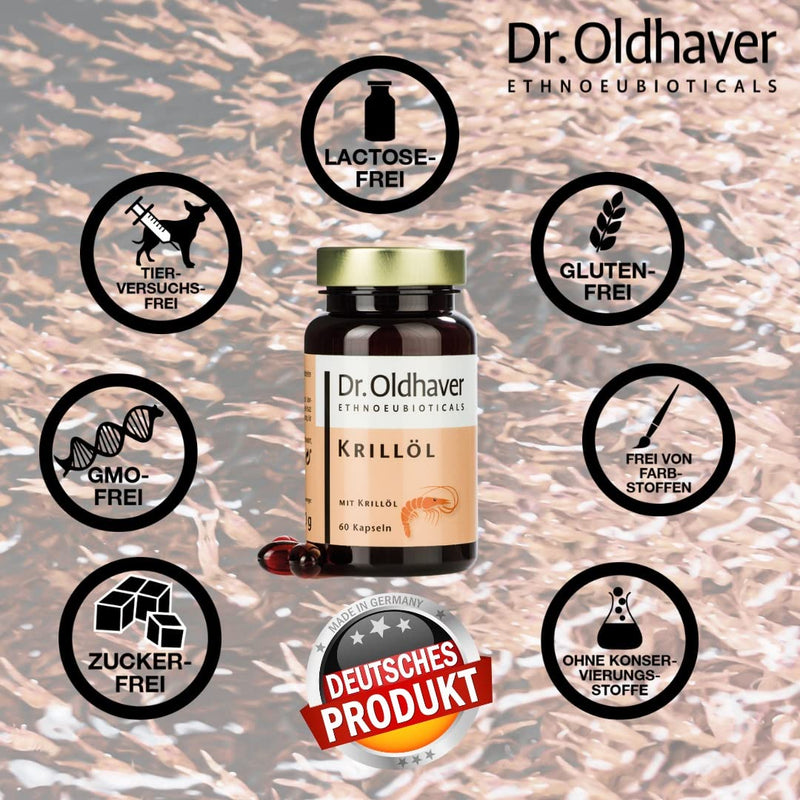Dr. Oldhaver Krill Oil (60 Capsules) | Omega-3 from krill oil in high doses | Gluten-free, lactose-free, dye-free - top quality - NewNest Australia