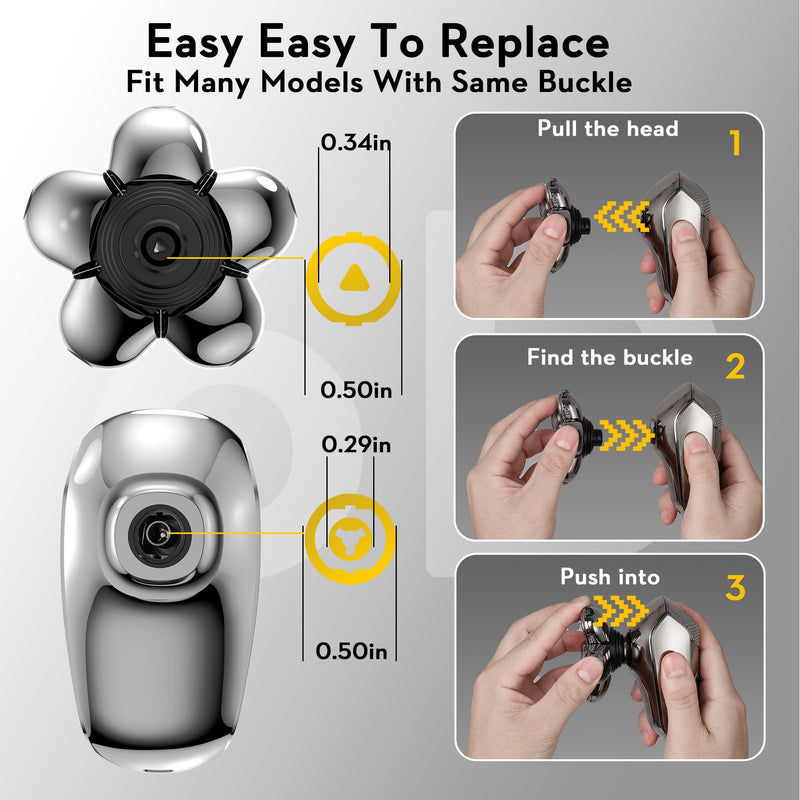 Kibiy replacement blade head for men's electric bald razors, wet and dry shaving heads for head razors, with 6 double rings & self-sharpening, silver... silver, replacement head only - NewNest Australia