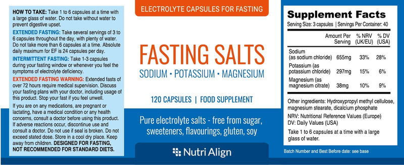 Fast Salt Capsules: Pure Electrolyte Supplement For Longer Fasting. Sodium, Potassium, Magnesium. Completely Free From Unhealthy Fillers, Sugars, Sweeteners. 120 Capsules - NewNest Australia