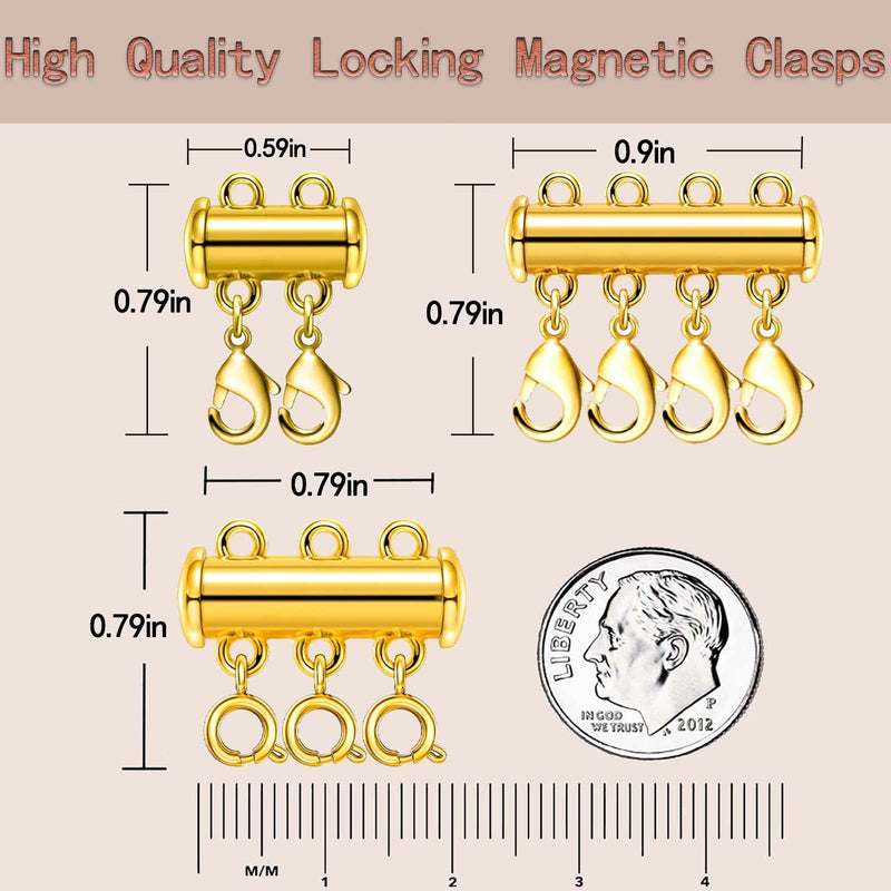 Layered Necklace Spacer Clasp,Magnetic Slide Clasp Lock Necklace Connector Multi Strands Slide Tube Clasps 4PCS Lobster Clasp Gold and Silver - NewNest Australia