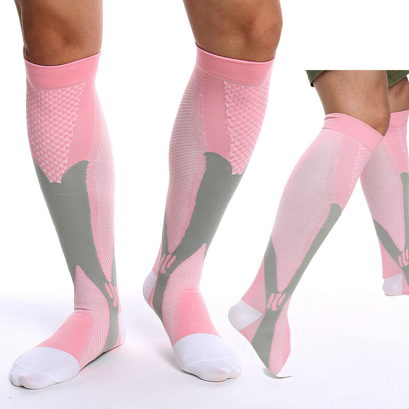 feifanshop Sports compression stockings, support stockings, travel stockings, knee socks, thrombosis stockings, compression stockings, compression socks for women and men, pink L/XL (EU 40-43) - NewNest Australia