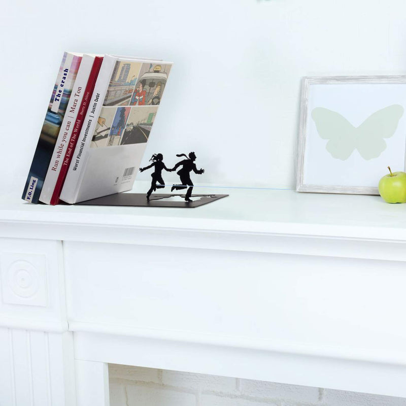 NewNest Australia - Artori Design Decorative Bookends for Shelves - Black Metal Book End - Book Stopper - Shelf Divider - Funny Book Holder - Bookshelf Decor - Unique Book Ends - Shelf Organizer - Runaway Bookend 