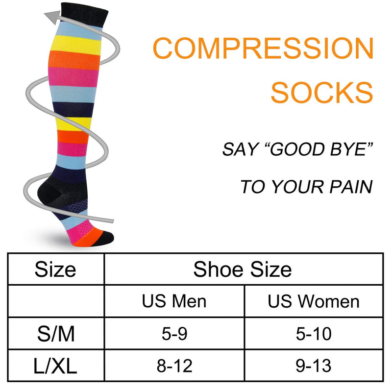 3 Pairs Compression Socks for Women Men 20-30mmhg Knee High Stocking for Sports Running Travel Nurses Pregnancy Multicoloured 1 Small-Medium - NewNest Australia