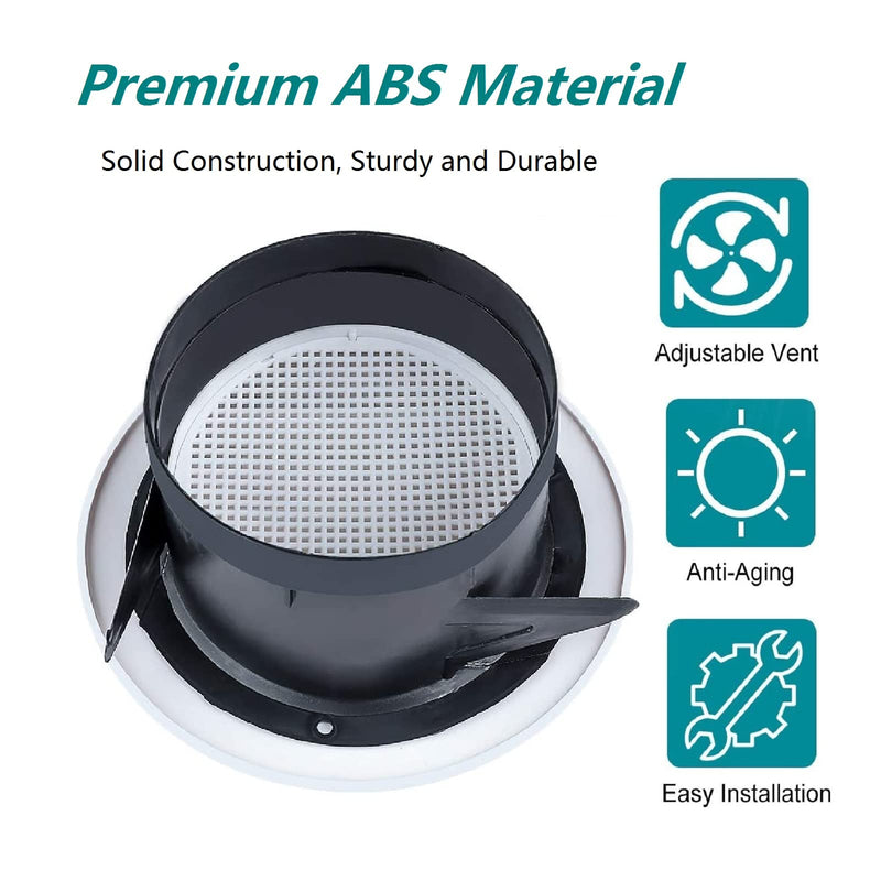6 Inch Air Vent Cover Allvent ABS Round Louvered Grill Soffit Vent Outlet with Built-in a Fly Screen for Home Bathroom Kitchen HVAC System(ø150mm) - NewNest Australia