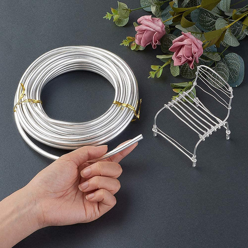 Pandahall 22 Feet Silver Aluminum Craft Wire 3 Gauge Bendable Metal Craft Wire for DIY Manual Arts Jewelry Making 3 Gauge(6mm)-22ft - NewNest Australia