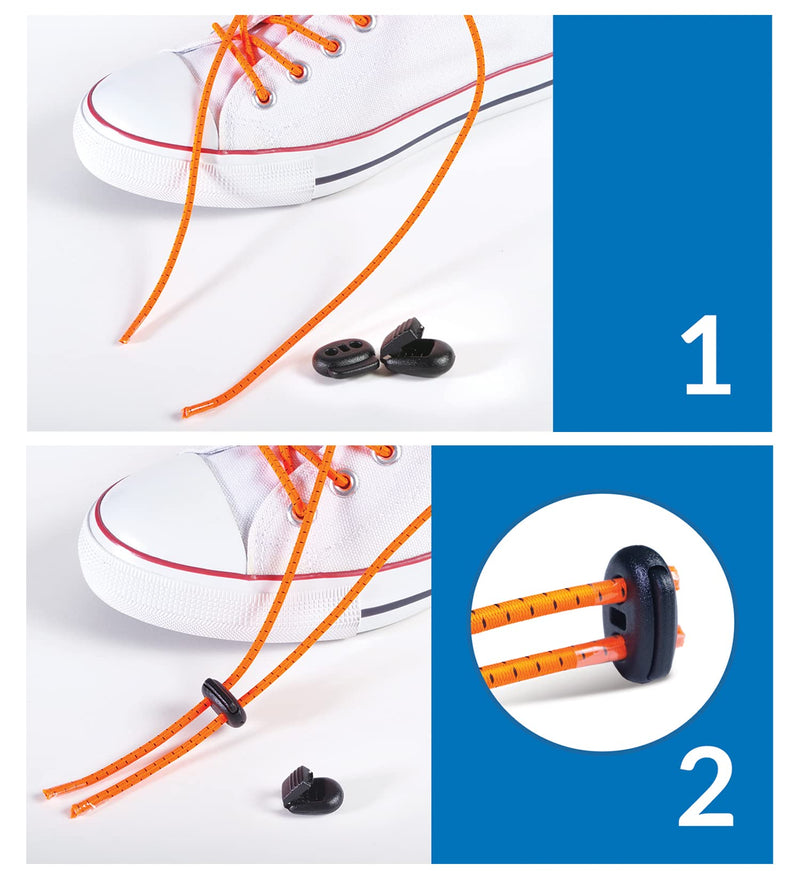 Fast n Laces, No Tie Elastic Shoelaces for Kids and Adults, Amusing Shoelaces in Multiple Colours, Quick and Easy Shoelaces for Sneakers and Trainers 90 cm Orange_black - NewNest Australia