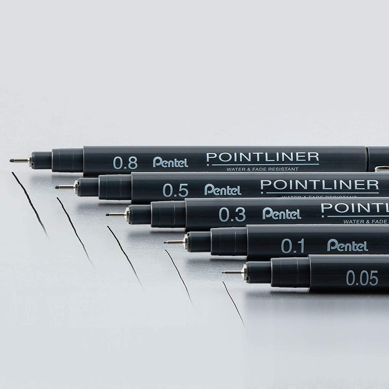 Pentel Arts Pointliner Drawing Pen, 0.05mm, Black Ink, Box of 12 Pens (S20P-05A) - NewNest Australia