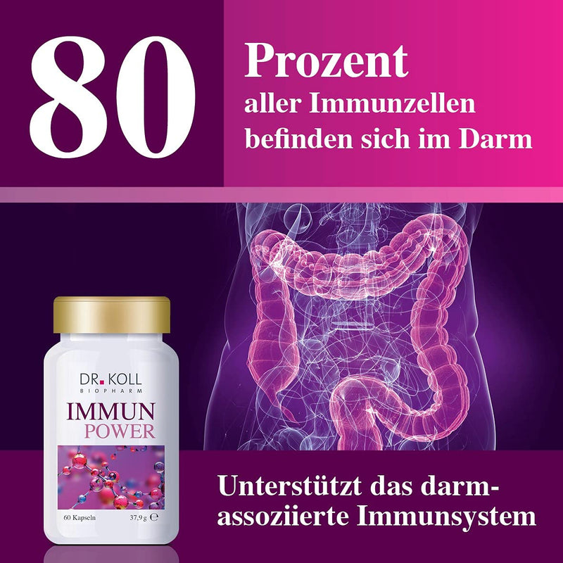 Immune Power Dr. Koll - Dietary Supplement With Bacterial Strains, Rose Hip Fruit Extract, Astaxanthin, Zinc And Vitamins | For A Strong Immune System | Without Gelatine | 60 Capsules - NewNest Australia