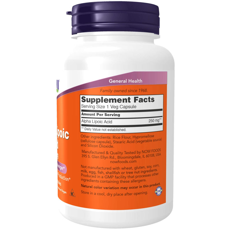 NOW Supplements, Alpha Lipoic Acid 250 mg, Supports Glutathione Production*, Free Radical Scavenger*, 120 Veg Capsules - NewNest Australia