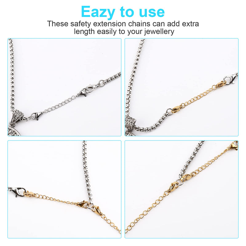 Necklace Extender, 10 PCS Chain Extenders for Necklaces, Premium Stainless Steel Jewelry Bracelet Anklet Necklace Extenders (5 Gold, 5 Silver), Length: 2" 3" 4" 5" 6", by UUBAAR Gold & Sliver - NewNest Australia