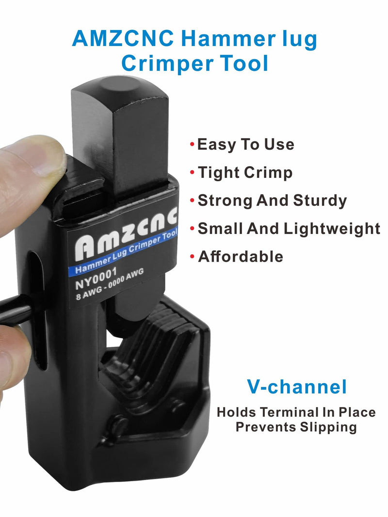 AMZCNC Hammer Lug Crimper Tool with holes for bench mounting (Crimps Battery and Welding cables 8 AWG TO 4/0 Wire Gauge) Hammer Crimper Tool - NewNest Australia