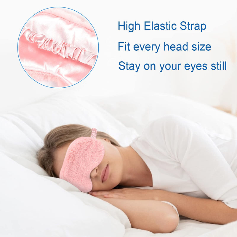 Sleeping Masks for Women, 3PCS Blackout Sleep Eye Mask, yeestone Soft Night Mask, Fluffy Eye Covers with Travel Pouch, Sleep Blindfold for Women Kids(Pink/Purple/Grey) - NewNest Australia