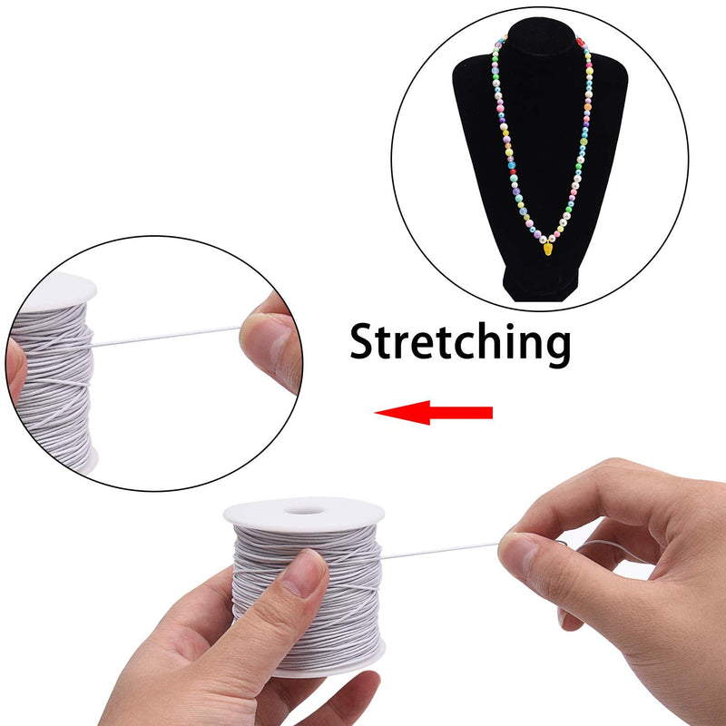 Livder 0.8 mm Elastic String Cord Thread Cords for Jewelry Making Bracelets Beading, 109 Yards, White - NewNest Australia