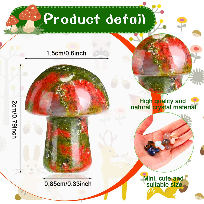 20 Pieces Crystal Mushroom Sculpture Decor Hand Making Mini Mushroom Bulk Shape Crystals Natural Gemstone Quartz Mushroom Bulk Set for DIY Meditation Balancing Home Decoration Collection () Vivid Style - NewNest Australia