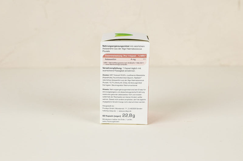 Natural ASTAXANTHIN vegan | in the glass | with oxidation protection in MCT oil | 4 mg pure astaxanthin in high doses | From the Atacama Desert | 2 month supply | from Haematococcus Pluvialis microalgae - NewNest Australia