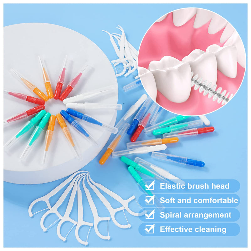 ACWOO Interdental Brushes, 60 Pcs Dental Brushes Toot Floss Set with 30 Pcs Soft Dental Brushes and 30 Pcs Floss Picks, Oral Dental Hygiene Brush Tooth Cleaning Tool for Oral Cleaning & Care - NewNest Australia