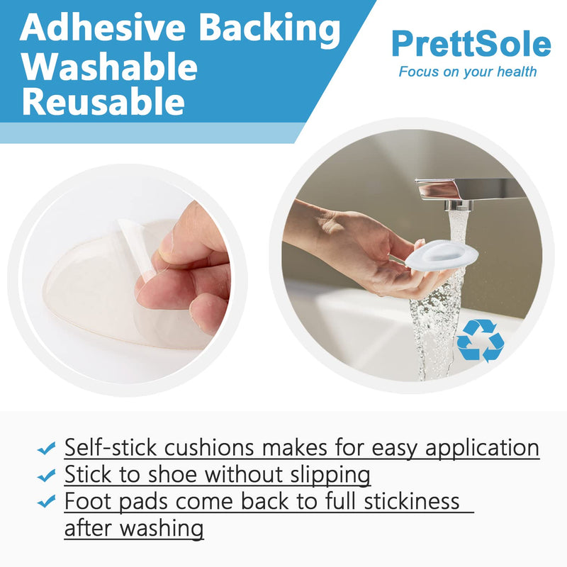 PrettSole Metatarsal Pads, Gel Foot Pads for Ball of Foot, 4 Pack Forefoot Cushions Support Adhere to Shoes for Metatarsalgia, Morton's Neuroma Pain Relief - Clear - NewNest Australia