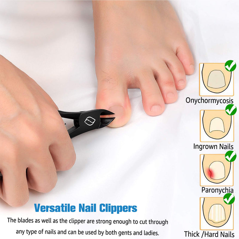 FERYES Toenail Clippers for Thick Nails, Toe Nail Clippers for Ingrown Hard Toe Nail Fingernail - Large Handle Stainless Steel Olecranon Fingernail Clipper, Black Black type2 - NewNest Australia