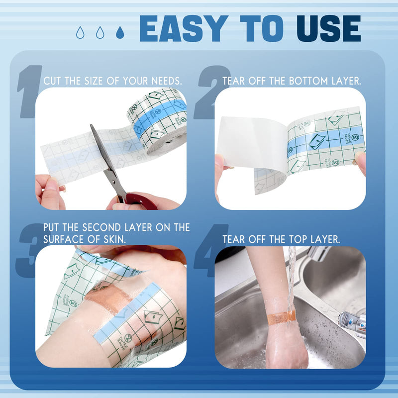 Transparent Stretch Adhesive Bandage Waterproof Bandage Clear Adhesive Bandages Dressing Tape for (2 Inch x 10.94 Yard) 2x393.84 Inch (Pack of 1) - NewNest Australia