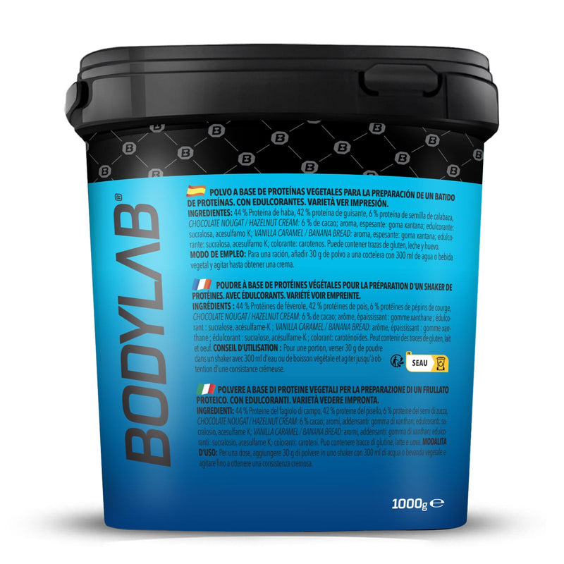 Bodylab24 Vegan Protein Banana Bread, 1000 G, 100% Vegan Protein Powder From Farm Beans, Pea And Pumpkin Seed Protein, With 80 G Protein Each 100 G Powder, Ideal For Muscle Building And Maintenance - NewNest Australia