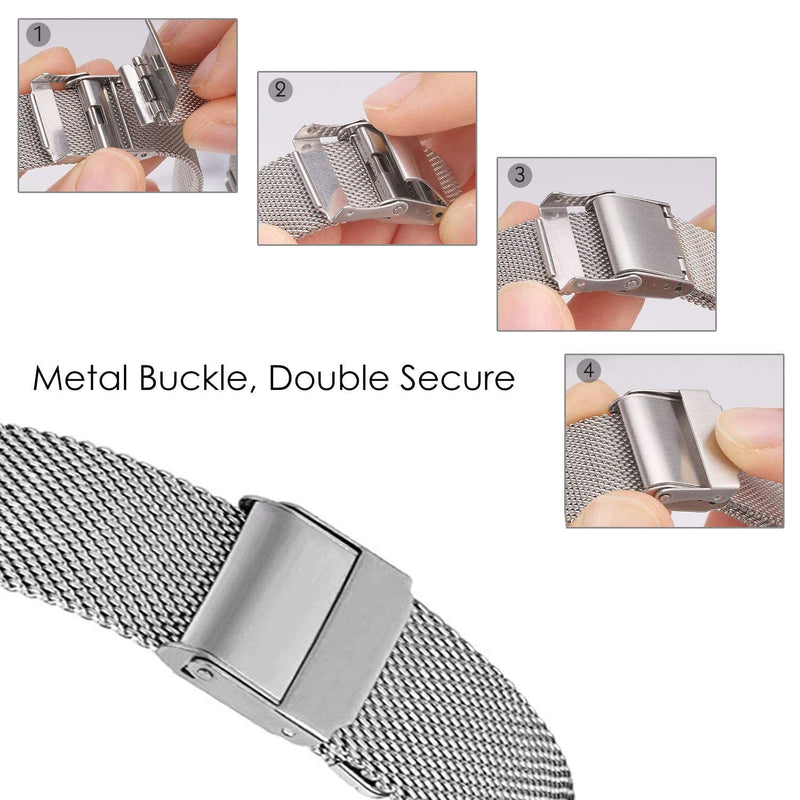 Compatible for Garmin Vivoactive 4S / Venu 2S Bands, ViCRiOR Solid Stainless Steel Watchband+ Mesh Strap Bracelet Replacement Band Strap for Garmin Vivomove 3S , Silver - NewNest Australia
