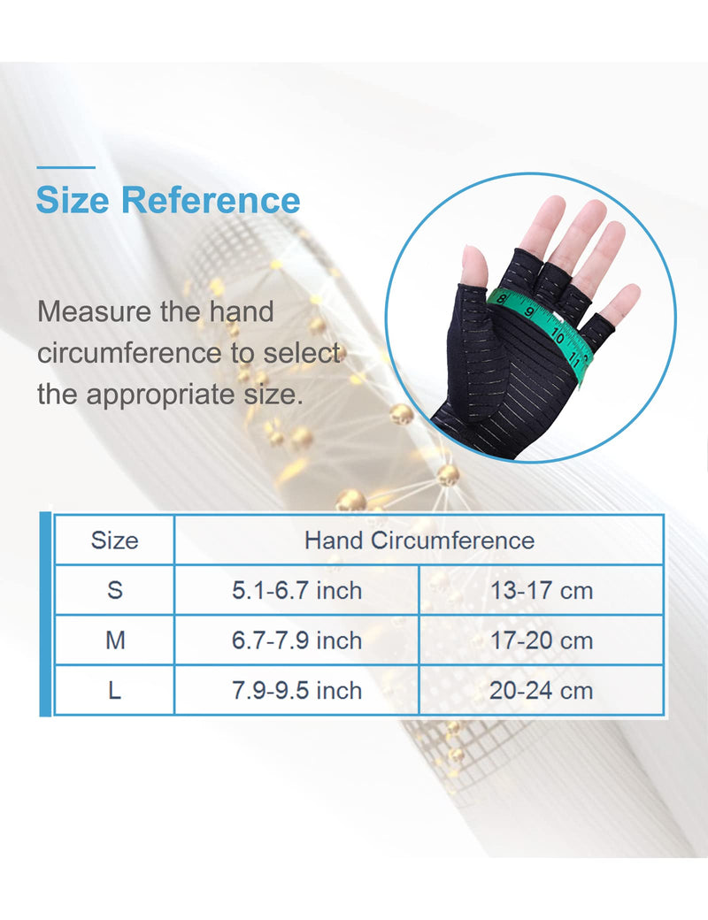 1 Pair Copper Infused Arthritis Hand Compression Gloves Fingerless Design Women Men Relieve Symptoms Rheumatoid Osteoarthritis Raynauds Disease Breathable Comfortable Fit Machine Washable (Black, L)… 1 - NewNest Australia
