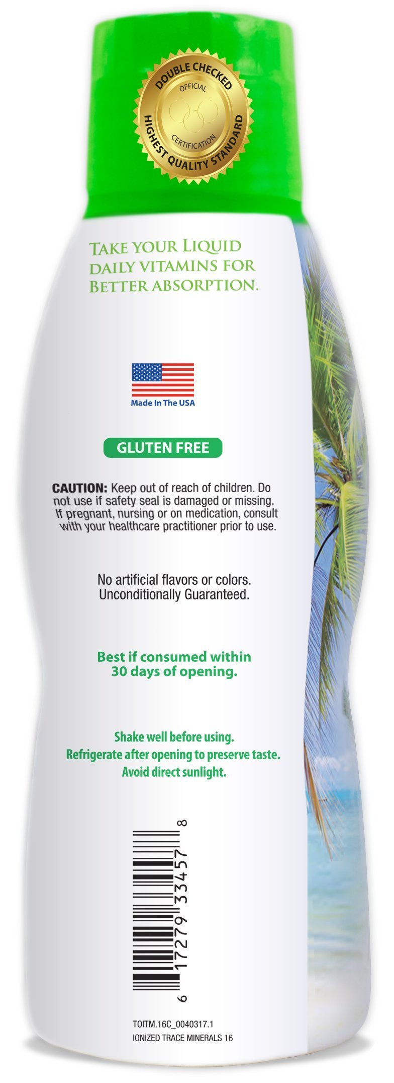 Tropical Oasis - Premium Ionized Plant Based Trace Minerals Liquid Formula- 74 essential minerals in liquid form for up to 96% Absorption - 16 oz, 32 servings - NewNest Australia