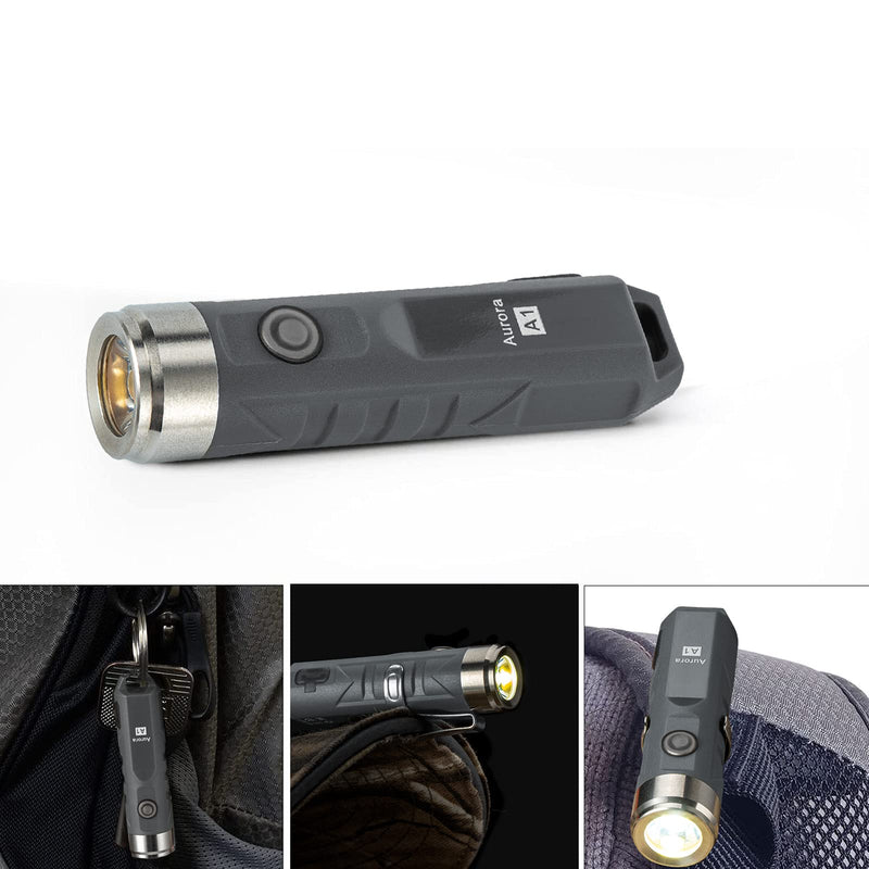 RovyVon Aurora A1x EDC Flashlight 650 Lumens XP-G3 S5 LED Super Bright Outdoor Mini Keychain Rechargeable LED Flashlight, Small Torch(Grey) Grey - NewNest Australia