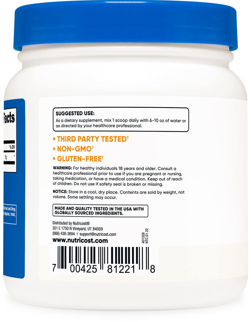 Nutricost L-Glutamine Powder (500 Grams) Unflavored - Gluten Free & Non-GMO - NewNest Australia