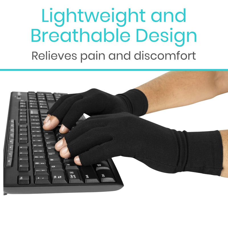Vive Rheumatoid Arthritis Gloves - Men and Women Fingerless Compression Wrap for Hand Pain and Osteoarthritis - Black Hand Wrap for Arthritic Joint Symptom Relief - Open Finger Fit Small (1 Pair) - NewNest Australia