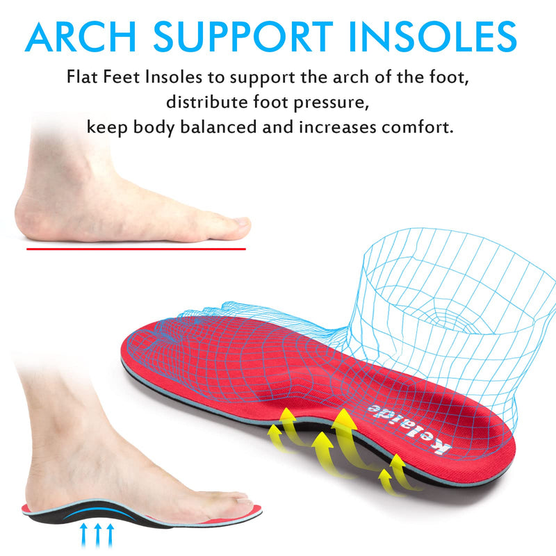 Orthotic Insoles, High Arch Support Soft Insert for Flat Feet, Plantar Fasciitis, Feet Pain, Foot Valgus, Over Pronation, Walking Fit Insoles for Men and Women UK-7-260mm Red - NewNest Australia
