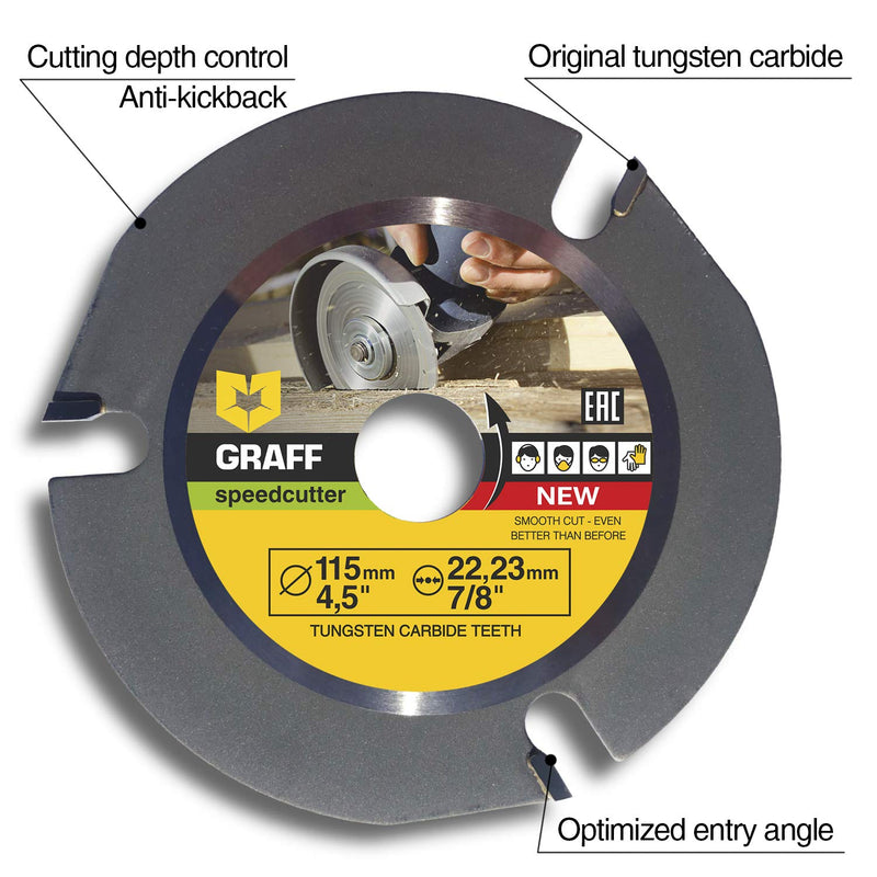 GRAFF SPEEDCUTTER 4 1/2 Wood Carving Disc for Angle Grinder - Circular Saw Blade for Cutting, Sculpting & Shaping - 7/8" Arbor - 115mm 4.5 Inch (115 mm) - NewNest Australia