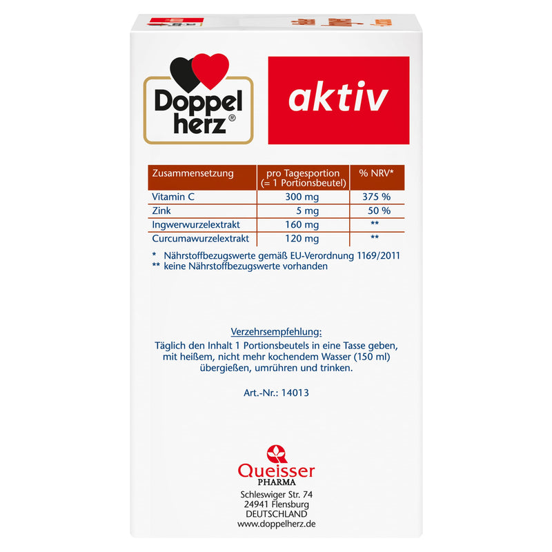 Doppelherz Hot Ginger + Curcuma - Vitamin C and zinc contribute to the normal function of the immune system - 10 vegan portions 10 bags (pack of 10) - NewNest Australia