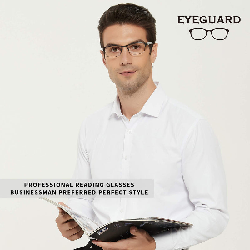 EYEGUARD Men's Rectangular Lightweight Metal Reading Glasses (Grey, 2.00) Gray 2.0 x - NewNest Australia