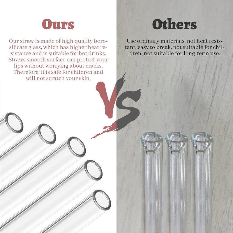 LessMo 8 Pcs 21.5cm Reusable Glass Straws-LFGB Certified Transparent Glass Straws with 2 Cleaning Brushes, Explosion-Proof, Environmentally Friendly, BPA-Free, for Cocktails Straight - NewNest Australia
