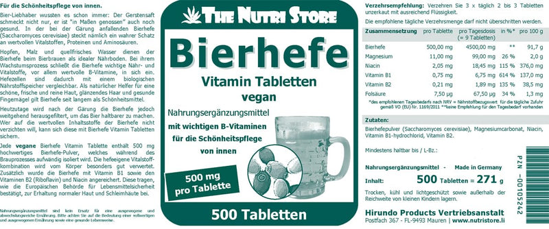 Brewer's yeast 500 mg vitamin tablets 500 pieces - with important B vitamins for beauty care from the inside - NewNest Australia