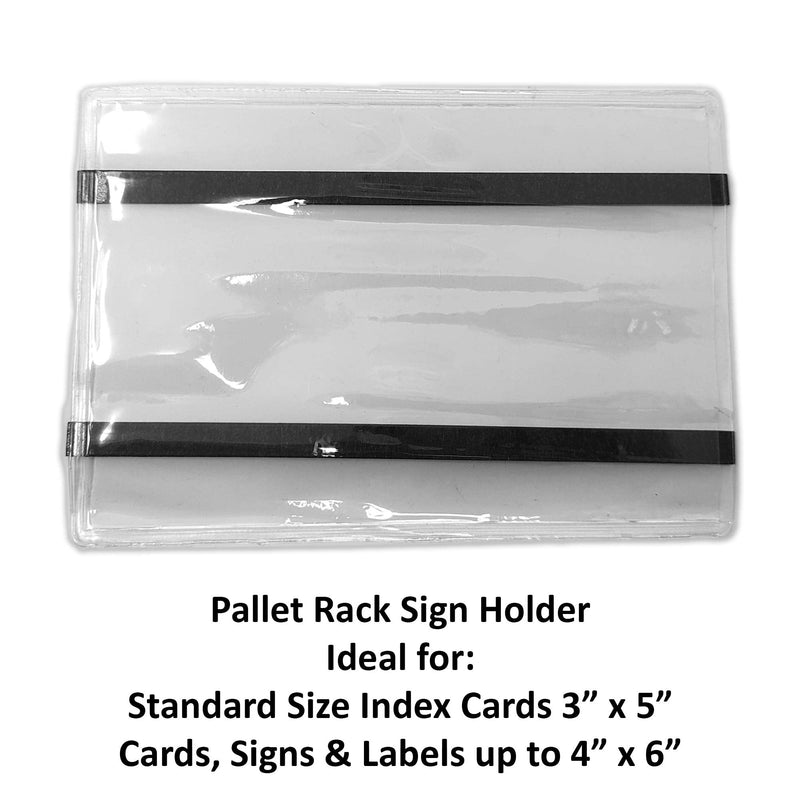 Pallet Rack Sign Holder Kit Clear Vinyl Pouch with Magnet for 4" H x 6" L Cards - 10 Pack - NewNest Australia