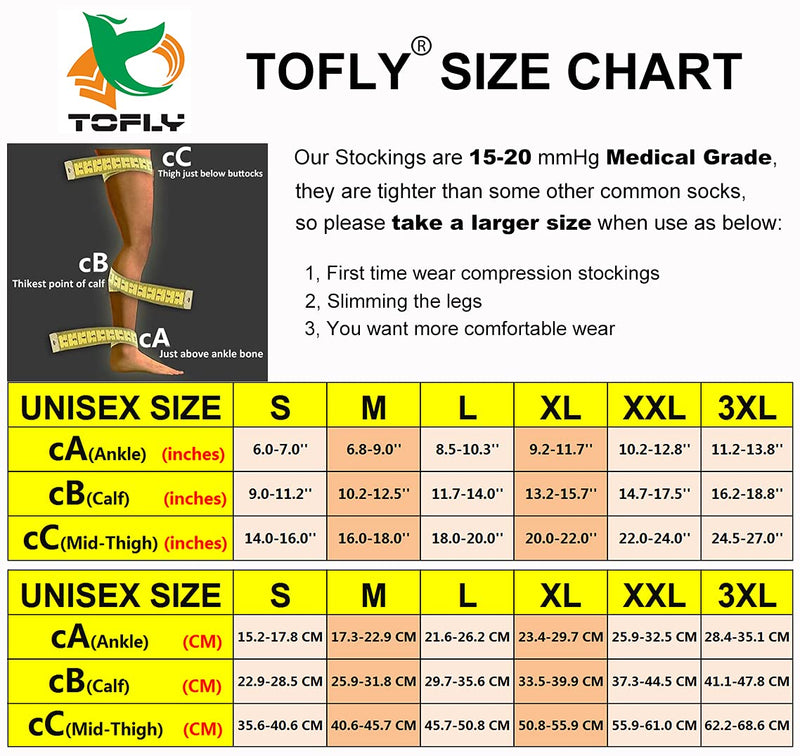 TOFLY® Thigh High Compression Stockings for Women & Men, Closed Toe, Opaque, Firm Support 15-20mmHg Graduated Compression with Silicone Band - Varicose Veins, Swelling, Edema, DVT, Beige S Small (1 Pair) 15-20mmhg Close-toe Beige - NewNest Australia