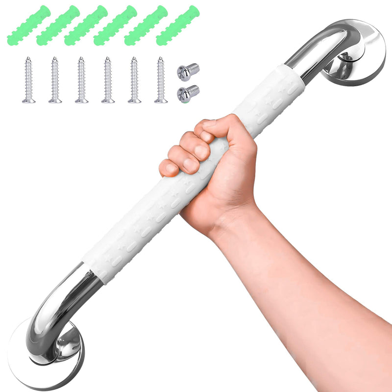 Bath Safety Grab Rail White, 24 Inch Stainless Steel, Anti-Slip Shower Handles for Elderly, Grab Bar with Ridges, for Towel Rail, Disabled, Injured, or Post-Op, Bathroom Safety Aid - NewNest Australia