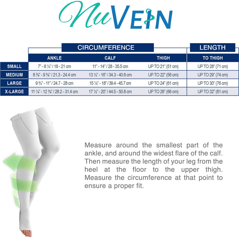 NuVein Surgical Stockings, 18 mmHg Support for Embolic Recovery, Medical Unisex Fit, Thigh High, Open Toe, Beige, Medium - NewNest Australia