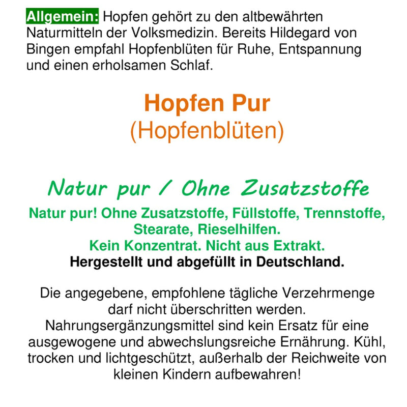 HOPS - Pure hop blossoms (Humulus Lupulus). 180 hop flower powder capsules each 350mg. Peace and relaxation during hectic times and stress. Menopause harmony. PURE NATURE - without ADDITIVES. 26655-180 - NewNest Australia
