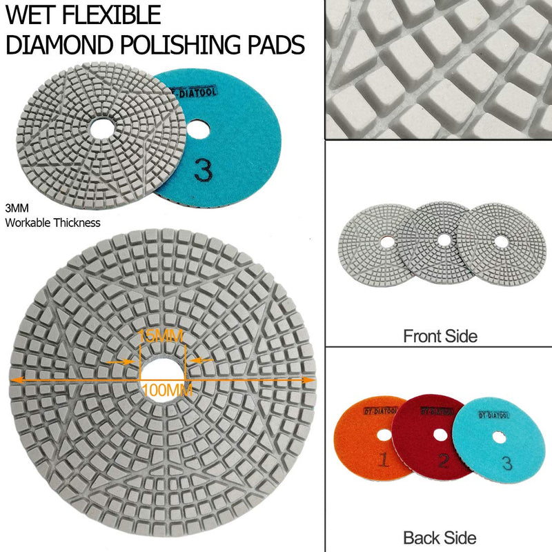 DT-DIATOOL Diamond 3 Step Polishing Pads 4 Inch for Granite Marble Terrazzo(Set of 3 Pieces) Set of 3 Pieces - NewNest Australia