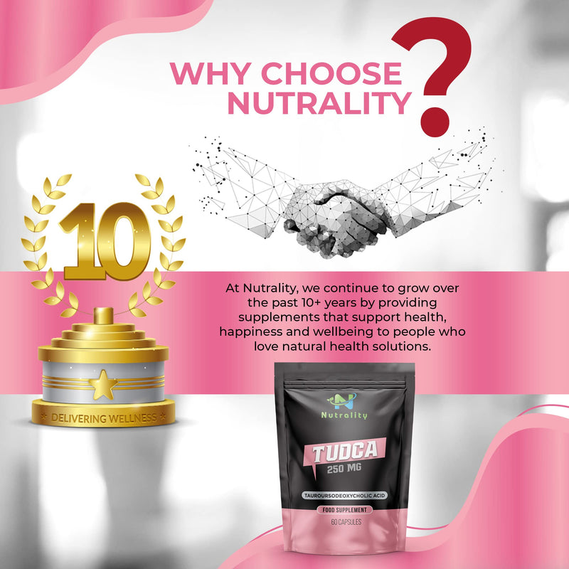 Nutrality Tudca Supplement 250mg - 60-Day Supply Tudca Bile Salts for Liver Cleanse Detox and Repair - Brain Health, Mitochondria Support, Gut Microbiome Booster - Suitable for Vegans & Vegetarians - NewNest Australia