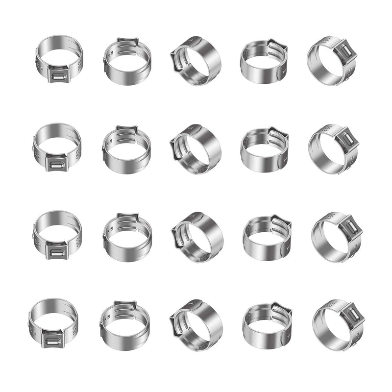 Proster 130pcs Hose Clamps Rings 7-21mm 304 Single Ear Stepless Hose Clamps Assortment Stainless Steel Cinch Clamp Rings - NewNest Australia