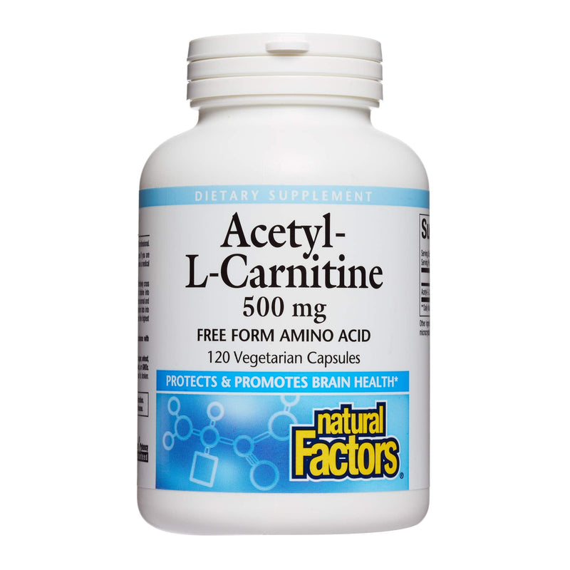 Natural Factors, Acetyl L-Carnitine 500 mg, Promotes a Healthy Memory, Concentration and Brain Function, 120 capsules (60 servings) - NewNest Australia