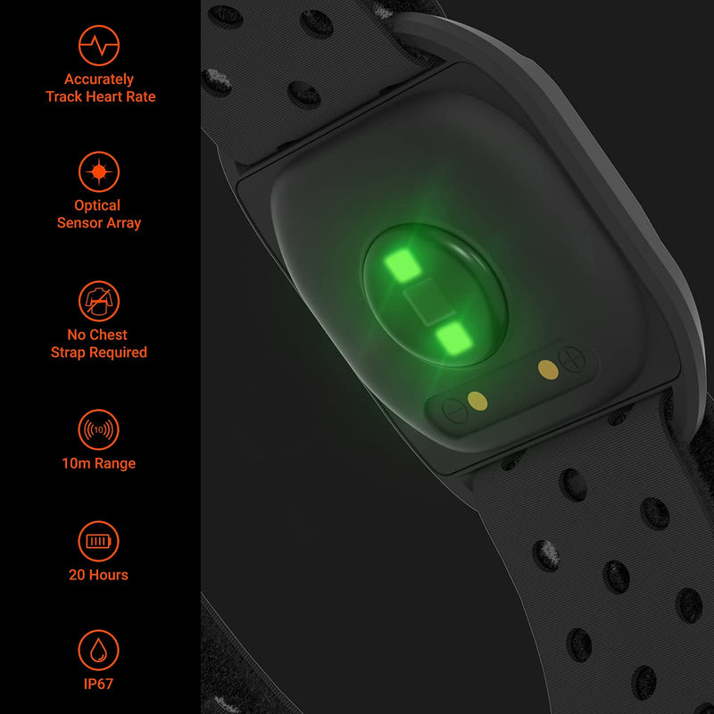 COOSPO HW807 Armband Heart Rate Monitor, Bluetooth 5.0 & ANT+ Dual HRM with HR Zone Heart Rate Variability, Optical HR Sensor with IP67 for Peloton Strava Zwift DDP Yoga - NewNest Australia