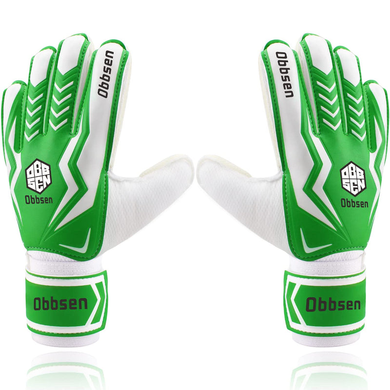 Obbsen Soccer Goalie Gloves for Kids, Youth&Adult Soccer Goalkeeper Gloves, Strong Grip Goalkeeping Gloves with Finger Protection, Men/Women/Boys/Girls Green and White 5 - NewNest Australia