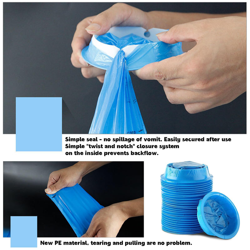 Vueinrg Pack Of 25 1000 Ml Burp Bags With Mouthpiece Burp Bags Car Children Poop Bags With Ring High Density Nausea Bag Disposable Emesis Bag Sick Bags For Travel Airplane Hospital (Blue) - NewNest Australia